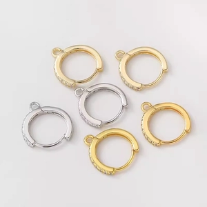 18k gold and silver plated leverback earring hooks with cubic zirconia for DIY jewelry