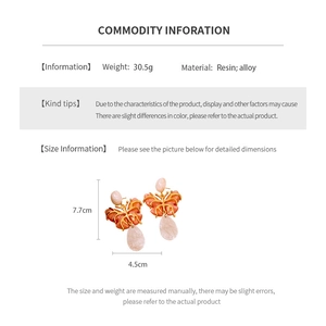 Detailed size specifications for resin butterfly dangle earrings with alloy measurements