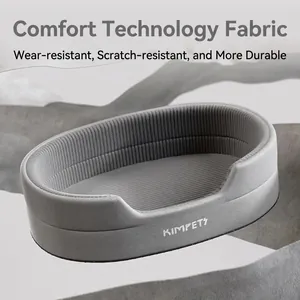 Washable 3D padded gray pet bed made of durable and scratch-resistant technical fabric
