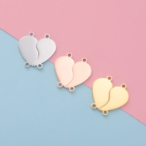Pendentifs Forme De Coeur Séparable Poli Miroir Acier Inoxydable 304 Connecteur De Fabrication De Bijoux Pour Bracelet Collier