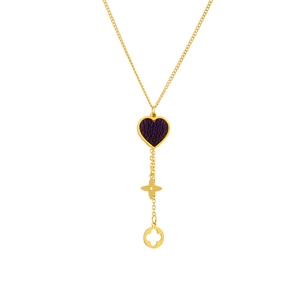 Heart Clover Star Pendant Necklace Titanium Steel Gold Plated Tassel Box Chain Elegant Jewelry For Women