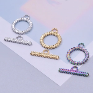 Set of 3 stainless steel OT toggle clasps in silver gold and rainbow colors for DIY jewelry