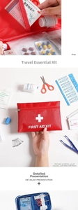 Internal structure of portable first aid kit with mesh pockets and elastic straps