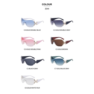 Y2K frameless oversized rhinestone sunglasses set in various gradient lens colors