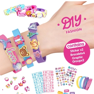 Kids DIY Bracelet Making Kit Silicone Adjustable Wristbands Cartoon Charms Educational Toy For Girls Creative Jewelry Gift