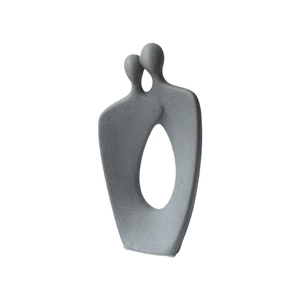 Scultura astratta di coppia in ceramica grigia opaca dal design minimalista