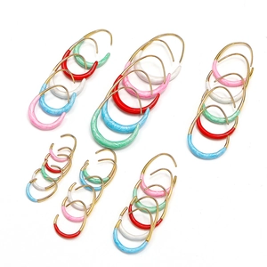 Chic 18K gold titanium steel U-shaped earrings with colorful drip oil enamel lines