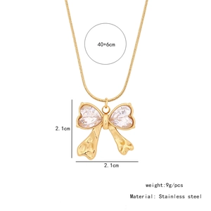 Detailed view of butterfly pendant with dimensions 2.1cm and 40+6cm necklace chain