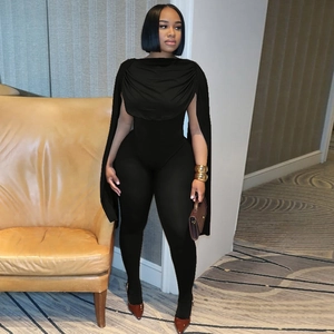 Close-up of ruched off-shoulder neckline and slim fit black textured bodysuit for women