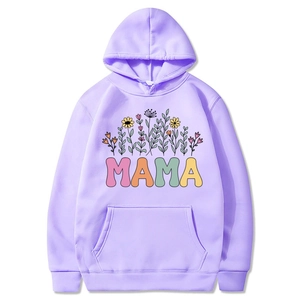 Lavender Mama Est 2025 Coquette Hoodie with floral letters and front pocket