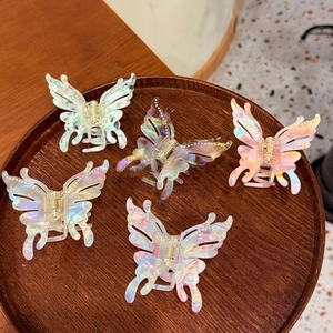 Butterfly Hair Claw Acetate Rhinestone Colorful Marble Texture Hollow Wing Sweet Elegant Hair Accessories For Women