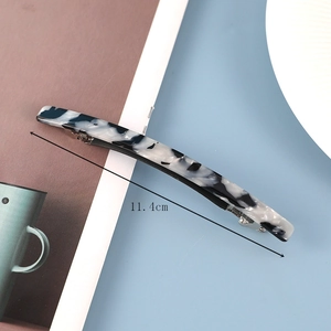 Elegant acetate hair clip for women, stylish black and white marble barrette, 11.4cm.