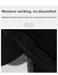 Close-up of moisture-wicking widened sweatband inside a men's winter thermal baseball cap