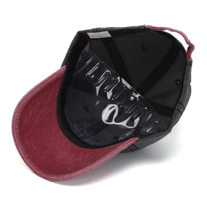 Interior details of washed cotton baseball cap featuring cotton wash label and strap
