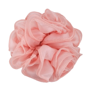 Pink oversized floral mesh scrunchie made of soft sheer organza for elegant ponytails