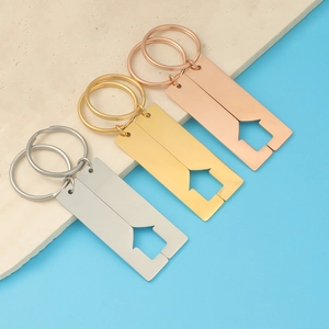 House Shape Puzzle Keychain Stainless Steel Hollow Splitting Matching Pendant For Couples New Home Anniversary Gift