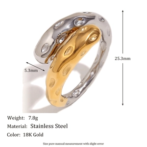 Vintage Two Tone Stainless Steel Jewelry Geometric 18K Gold Plated Women Earrings Rings Bracelets Necklaces Fashion Accessory