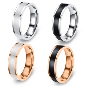 Minimalist Band Ring Titanium Stainless Steel With Drip Oil Enamel Strip High Polished Trendy Fashion Jewelry For Men Women