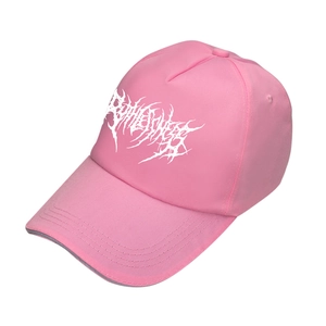 Berretto da baseball hip hop rosa regolabile con stampa grafica in stile heavy metal