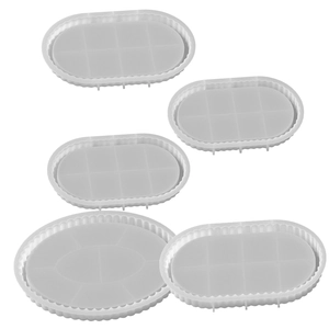 Five-piece set of oval silicone molds for resin casting and DIY plaster tray making