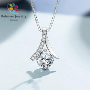 Close-up of S925 sterling silver pendant featuring a large round sparkling zircon