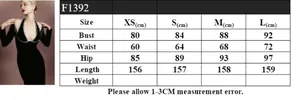 Detailed size chart for the halter V-neck beaded evening dress from sizes XS to L