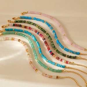 Vintage Türkis Naturstein Perlen Armband Für Damen Handgemacht Echt Gold Vergoldet Kristall Strass Bunter Schmuck Verstellbares Armband Geschenk