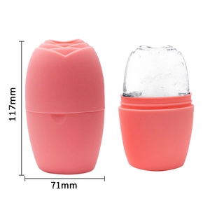 Pink rose shaped silicone facial ice roller mold for skin massage 117mm by 71mm size