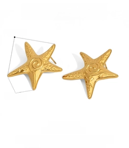Detailed size specifications for gold ocean-style starfish earrings in 31mm height