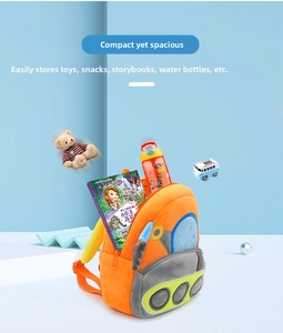 Cartoon excavator plush backpack for kids with spacious storage compartment