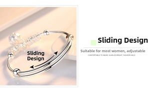 Close-up of silver-plated bell bracelet featuring adjustable push-pull design