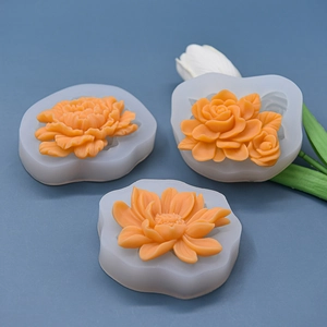 Flower Silicone Molds Lotus Rose Peony Shape For Cake Decoration Fondant Chocolate Baking Handmade Soap Candle Aromatherapy DIY