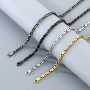 U-shaped stainless steel link chain necklaces in silver, black, gold and gunmetal colors