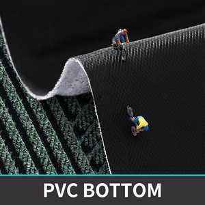 Macro detail of anti-slip PVC silk loop mat showing the grey fiber texture and black diamond pattern