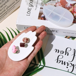 Mini palm silicone resin mold shown with tiny mushroom and DIY basket accessories