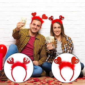 Red heart headbands with feathers and sequins for Valentines Day and party decor