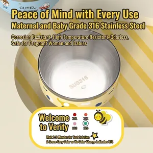Bol isolant pour enfants en acier inoxydable 316 avec motifs et protection thermique