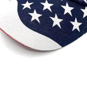 Lightweight sun baseball cap with American flag stars and red piping details
