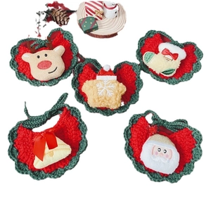 Knitted Christmas pet bibs featuring Santa and reindeer designs for cats and dogs