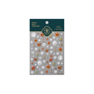 3D Christmas nail stickers with bears and snowflakes in red, gold, and green M-731