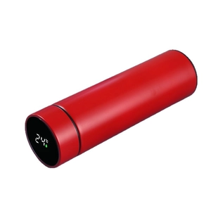 Smart red 304 stainless steel thermos with LED temperature display on lid