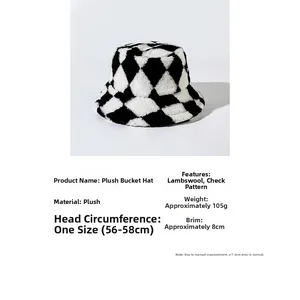 Tabella taglie per cappello pescatore in lana d'agnello a scacchi con morbida texture