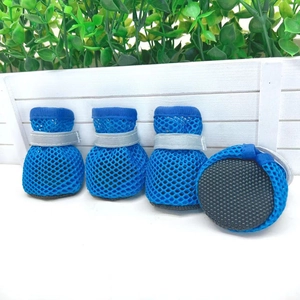 Atmungsaktive blaue Hundeschuhe aus Mesh mit rutschfester Gummisohle und Reflexstreifen für Hunde