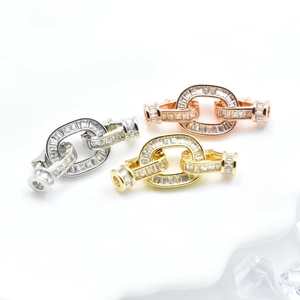 Chiusure ovali per gioielli placcate oro 18k in oro argento e rosa con zirconi