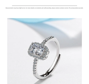 Macro shot of a radiant cut rectangular cubic zirconia ring with a sparkling halo setting