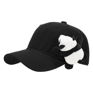 Casquette de baseball noire pour enfants avec décoration panda 3D et visière réglable