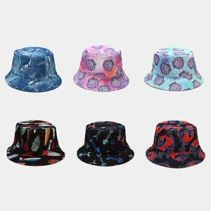 Unisex reversible bucket hats with various marine animal prints for summer sun protection