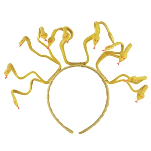 Medusa snake headpiece in yellow with realistic scale texture for Egyptian costumes