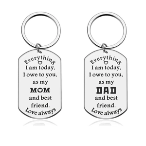 Stainless Steel Engraved Dog Tag Keychain For Mom Dad Sentimental Gift Best Friend Today I Owe To You Metal Key Ring