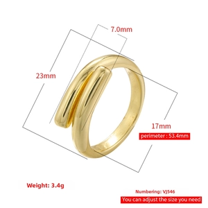 Detailed dimensions of gold teardrop knot ring with 23mm outer diameter and 3.4g weight